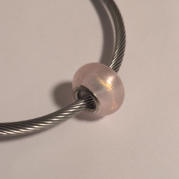 Silver Pink Sparkly Charm for Pandora Style Bracelet - Picture 3 of 4